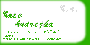 mate andrejka business card